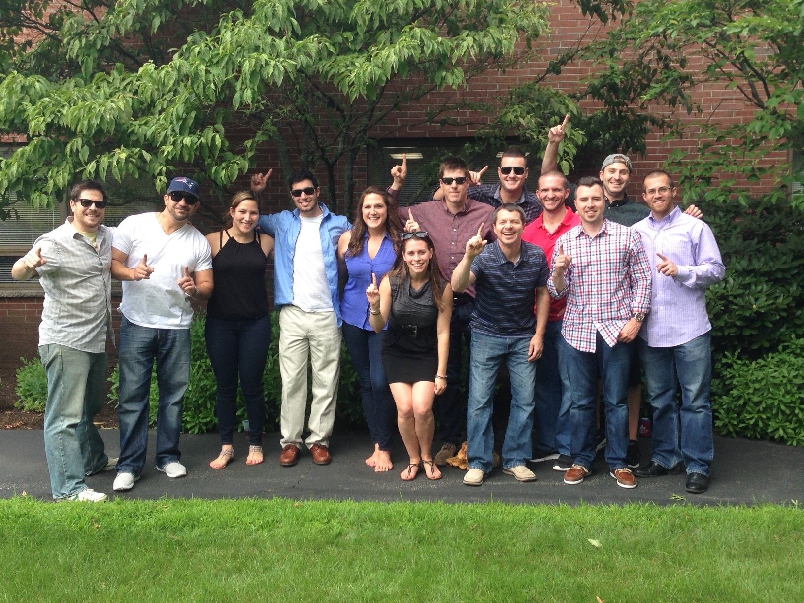 Treeline Inc. team playing some corn hole