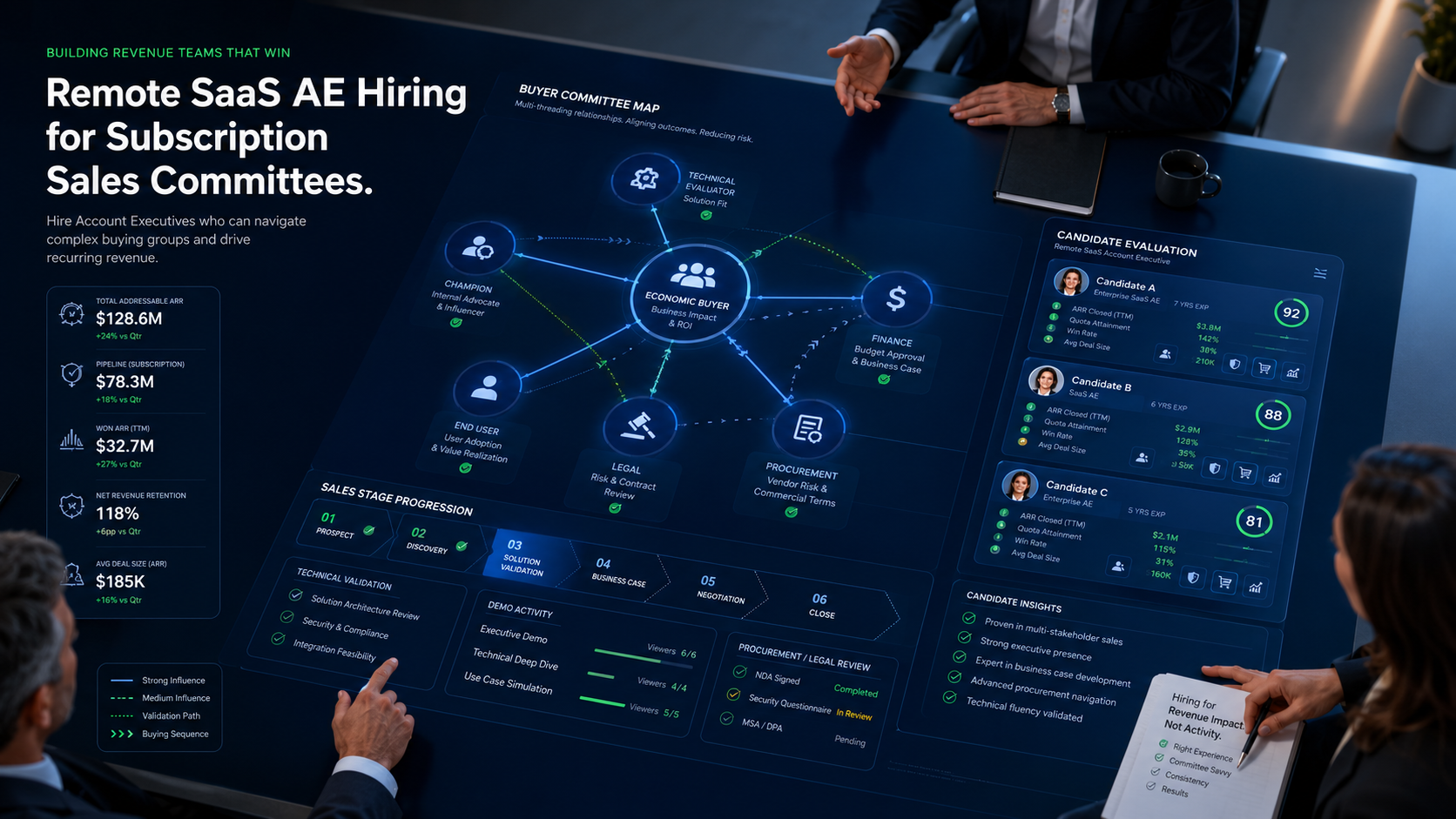 How Remote SaaS Account Executive Sales Recruiting Helps SaaS Employers Hire AEs for Multi-Stakeholder Subscription Sales